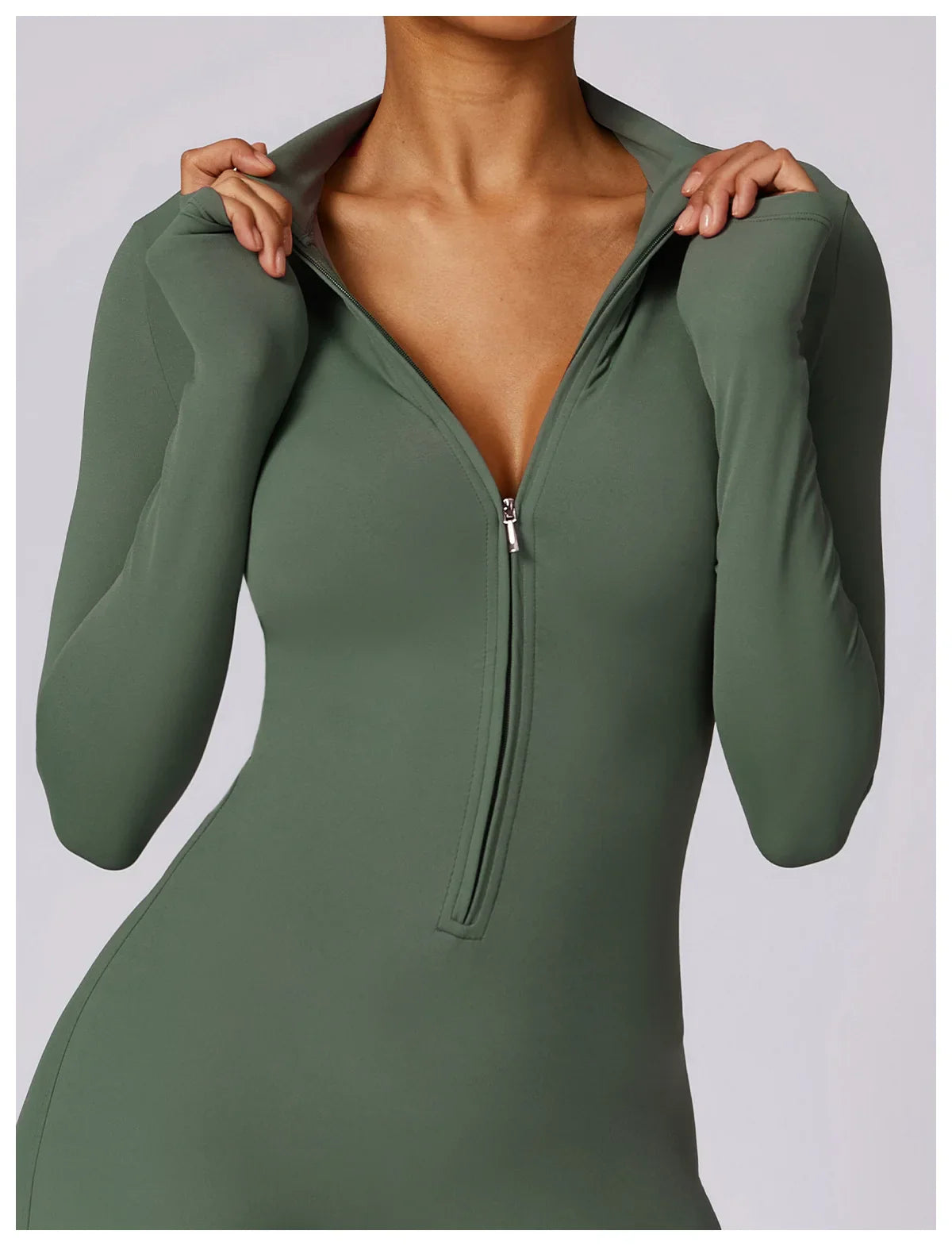 Yoga Jumpsuit Long Sleeved Zipper Rompers THRIXINE
