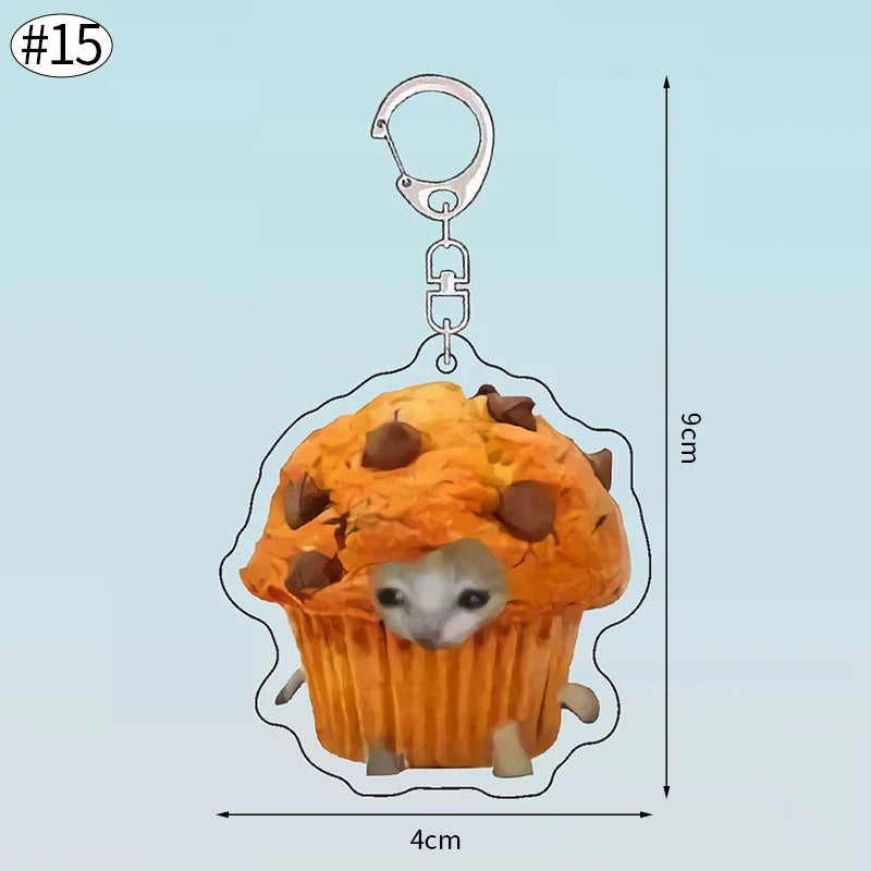 Funny Banana Cat Key Chain Creative Acrylic Happy Cats Schoolbag Pendant Bag Accessories DIY Mobile phone Lanyard Student Gift Lootquake LLC