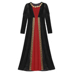 Girls Velvet Medieval Princess Dress Long Sleeve Renaissance Retro Robe Ancient Roman Long Dress for Halloween Carnival Party