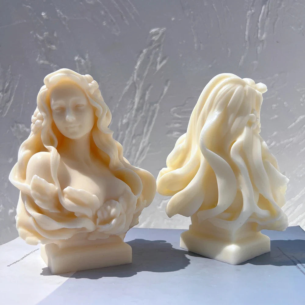 Beautiful Lady Statue Candle Mold Goddess Female Bust Silicone Molds Greek Art Woman Sculpture Soy Wax Tool Lootquake LLC
