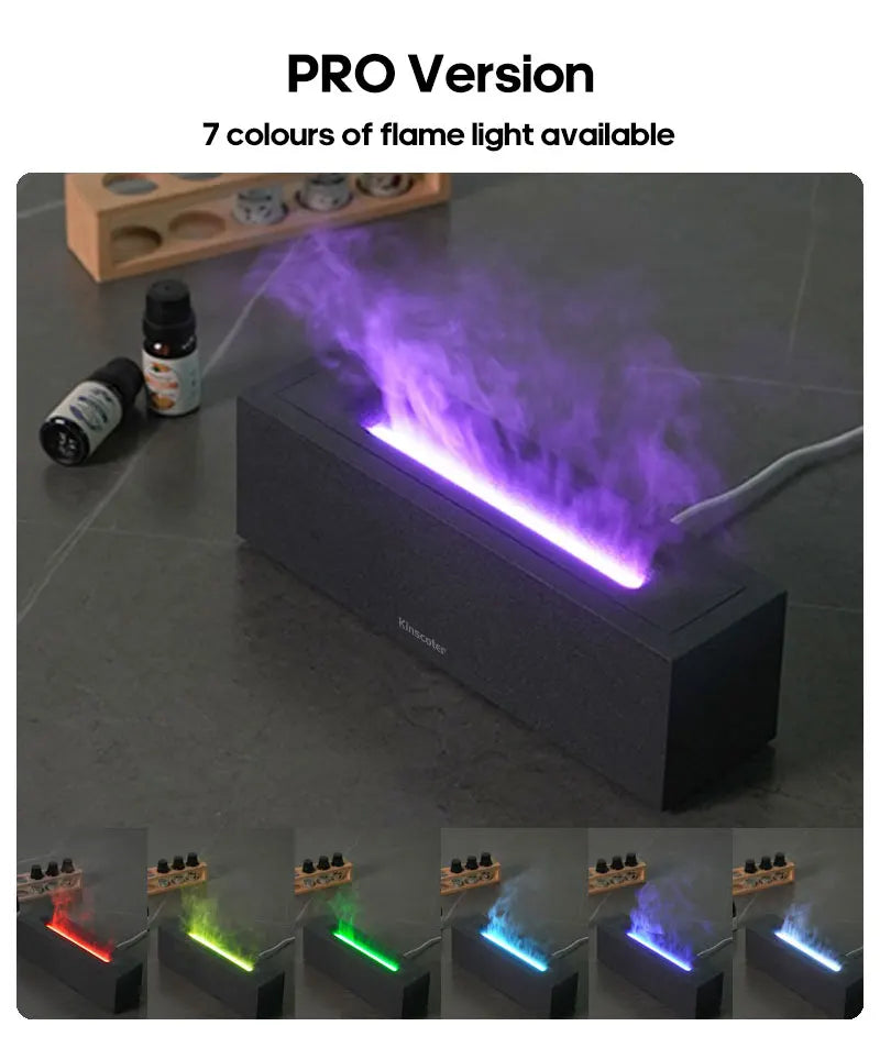 KINSCOTER Flame Aroma Diffuser Air Humidifier Ultrasonic Cool Mist Maker Fogger LED Essential Oil Lamp Realistic Fire Difusor Lootquake LLC
