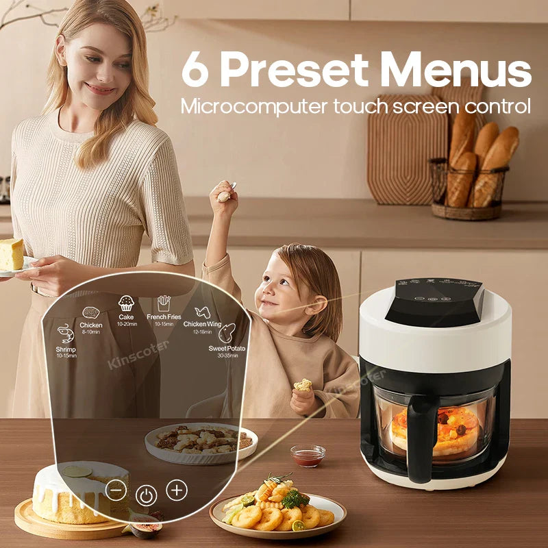 2.5L Air Fryer, Electric Hot fryer Oven Oilless Cooker with Touch Control & Nonstick Basket & Visible Window, Family Size Pi-Mart
