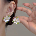 Kiss Jewelry Cute Sweet Flower Round Shape Pearl Rhinestone Stud Earrings for Women Tulip Floral Korean Fashion Earring Gift Lootquake LLC