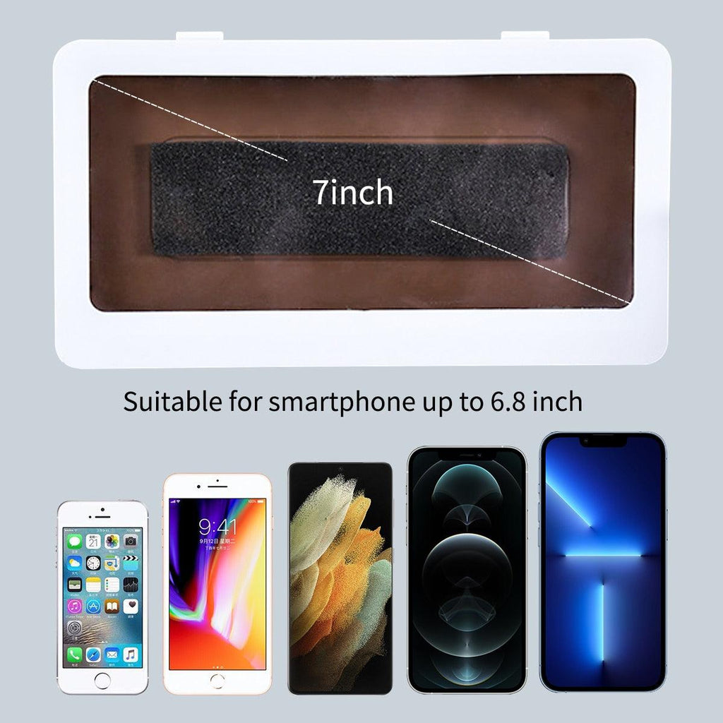 White Phone Holder Waterproof Phone Case Bathroom Shower Phone Holder Stand Box Wall Mounted Shower Case Bracket Full Body Waterproof Shockproof Phone Case Clear Protective Cover Case Stevvex