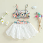Toddler Girl Boho Chic Sleeveless Top and Denim Skirt Set with Embroidered Details and Matching Belt - 3 Piece Outfit Lootquake LLC