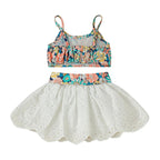 Toddler Girl Boho Chic Sleeveless Top and Denim Skirt Set with Embroidered Details and Matching Belt - 3 Piece Outfit Lootquake LLC