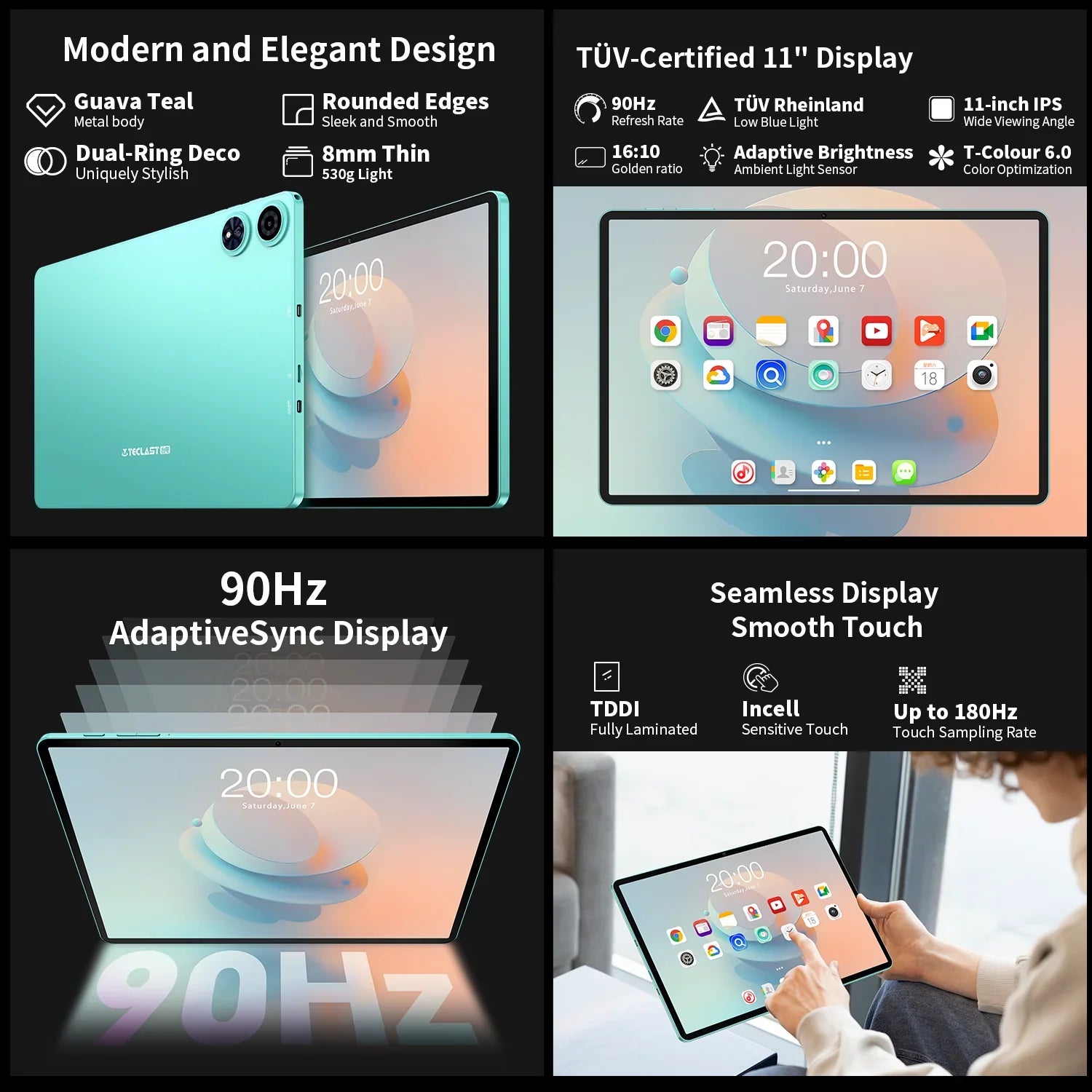 【New】 Android 15 Teclast P50Ai Tablet 11 Inches 90Hz (6Gb+10Gb)Max.16Gbgb Ram 128Gb Lpddr5 1280X800 Allwinner A733-Ai Octa-Core 7000Mah Battery Wifi-6 Bt 5.4 Ai Tablets Pc Lootquake LLC