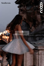 Smileven Short Wedding Dress A Line Sweetheart Neck Shiny Glitter Bride Dresses Mini Sweetheart Neck Vestido de novia Customized
