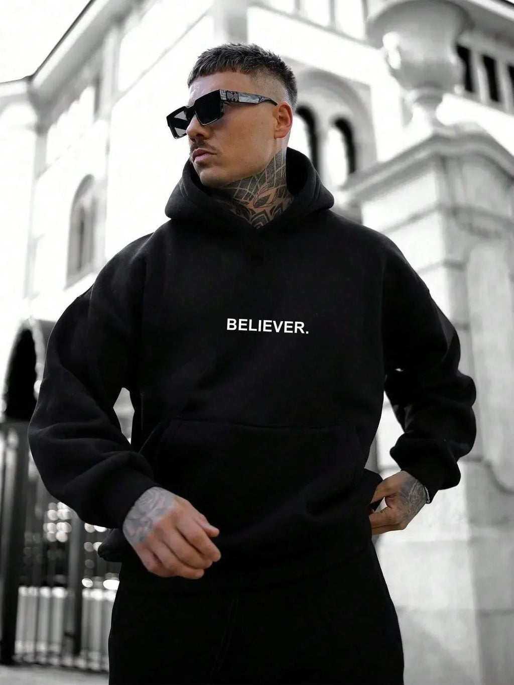 Devotee Letter Printed Hoodie - Trendy Sportswear Pi-Mart