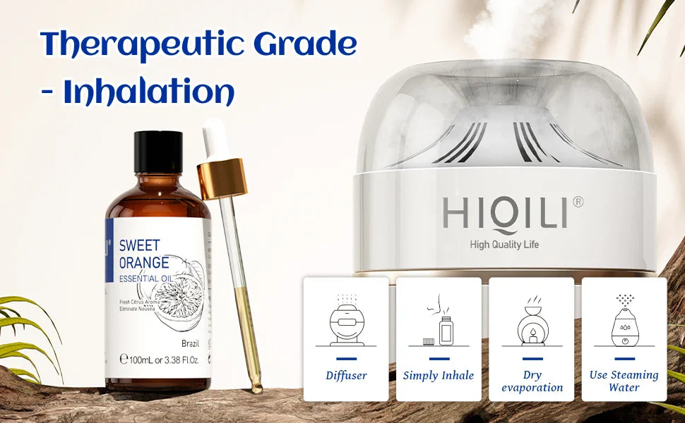 HIQILI 100ML Sweet Orange Essential Oils,100% Pure Nature for Aromatherapy, Diffuser, Humidifier, Massage, Fresh air, Candle Lootquake LLC