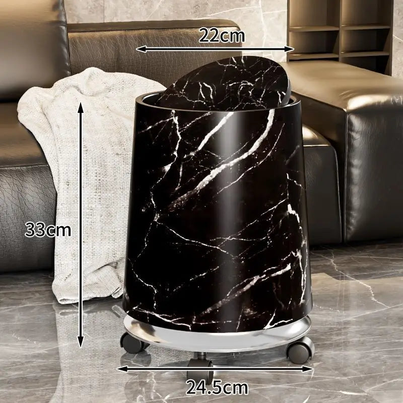 Large Capacity Trash Can Luxury Removable Litter Bins Living Room Rotating Wastebasket Food Recycle Dustbin Cleaning Supplies Lootquake LLC