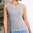 European and American Yards Ladies Suspender Vest Sleeveless Top Solid Color Sexy Thread Bottoming Thin Vest Four Seasons Essent