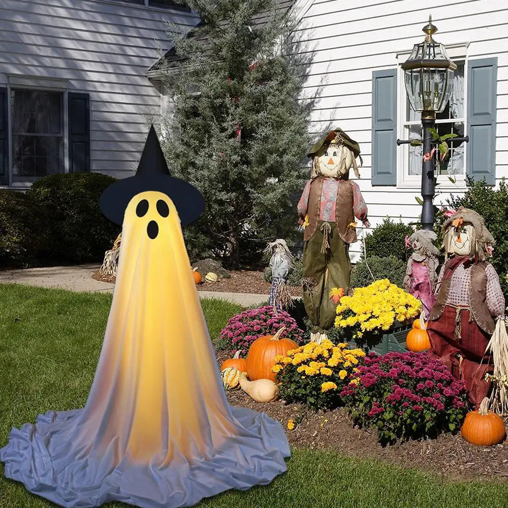 Lighted Spooky Ghost Decor Scary Standing Ghost with LED String Lights Home Porch Garden Yard Lawn Party Halloween Decorations Lootquake LLC