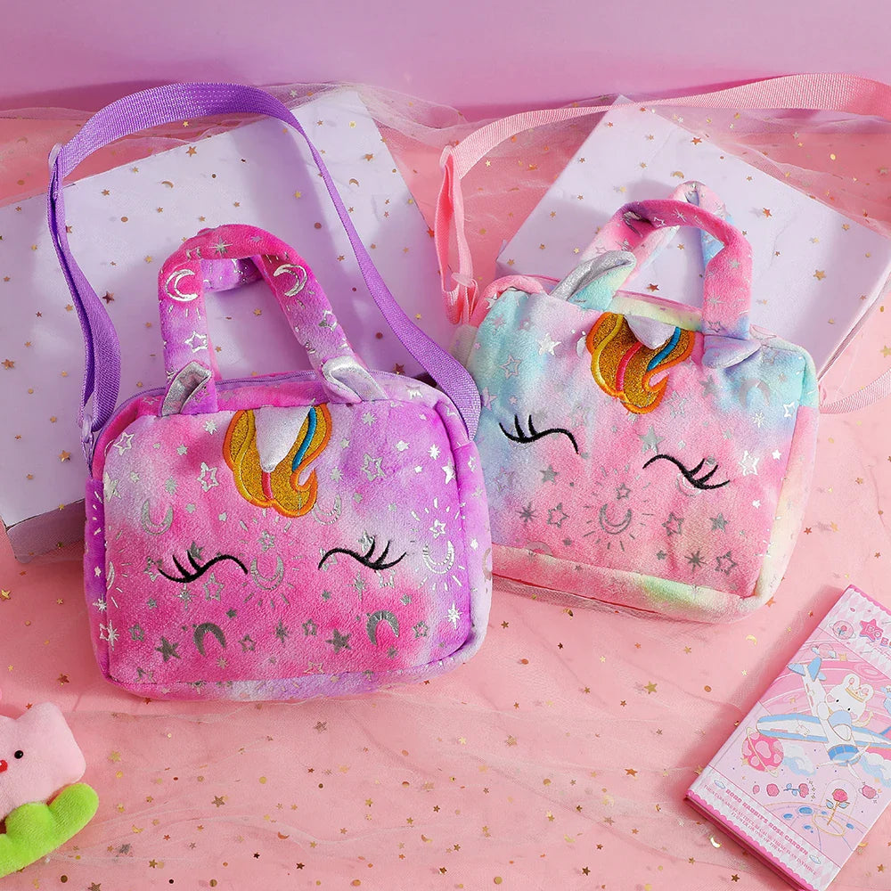 Plush Unicorn Single Shoulder Crossbody Bag for Children's Coin Purse Girl Travel Handbag Cute Student Gift Storage Pencil Bags Lootquake LLC