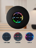 Waterproof Bluetooth Speaker with Colorful LED Lights, Strong Suction Cup & Phone Holder, Portable Mini Speaker for Outdoor/Show Lootquake LLC