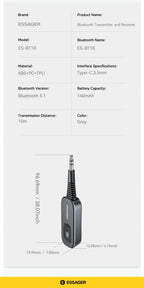 Essager Bluetooth 5.1 Audio Receiver Transmitter 3.5MM 3.5 AUX With Mic Stereo Music Wireless Adapter For  PC TV Car Speakers Lootquake LLC
