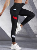 Colorblocked Mesh High Waist Leggings THRIXINE