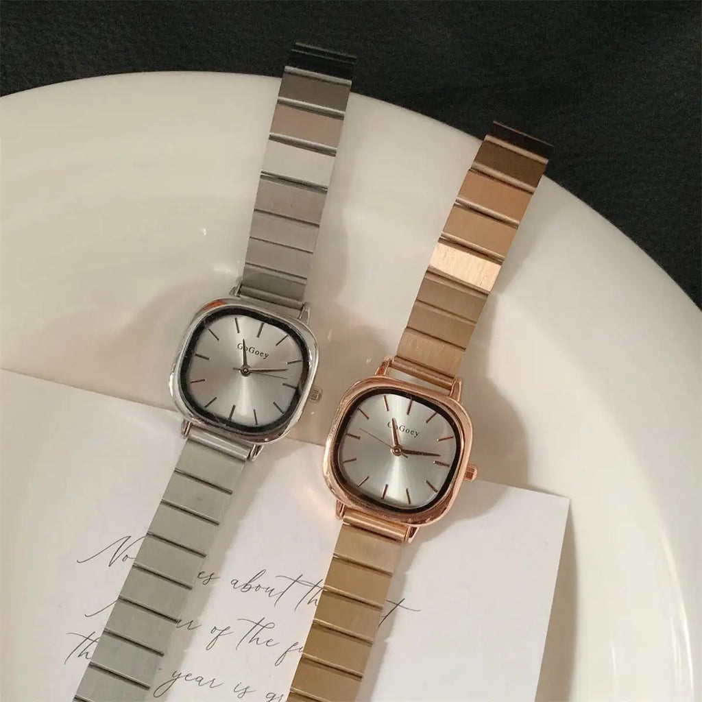2024 Hot Brand Stainless Steel Strap Watch Women Luxury Gift Quartz Wristwatch Student Fashion Simple Square Quartz Watches