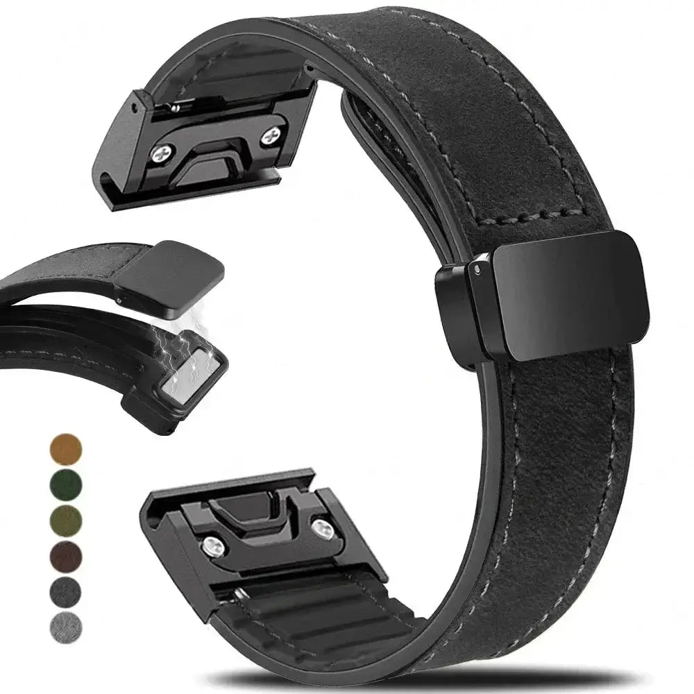 Garmin Soft Leather Band - Magnetic Buckle QuickFit Design - SJB-DIAMOND ELITES