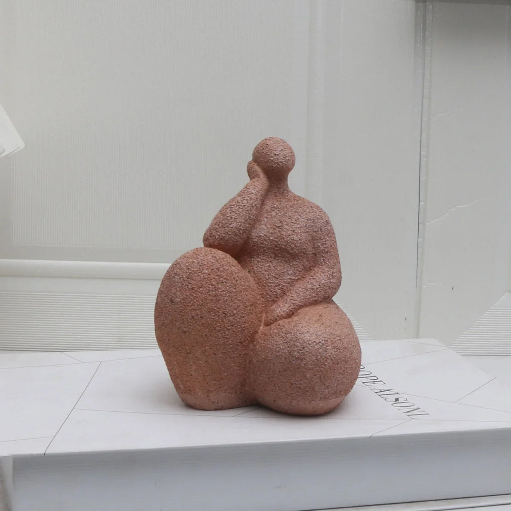 1pc, Sandstone Resin  Chubby Woman Statue  Handmade Sandstone Abstract Art Home Living Room Office Cabinet Tabletop Entryway Dec Lootquake LLC