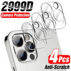4Pcs Camera Lens Glass Protector on For iPhone 11 12 13 14 Pro Max Tempered Glass For iPhone 14 Plus 12 13 Mini Camera Protector Ultra Thin Transparent Camera Lens Cover Stevvex