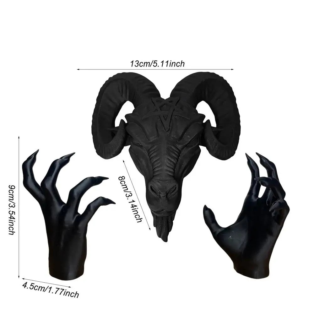 Devils Goat Baphomet Statue Resin Baphomet Head and Hands Statue Gothic Satanic Goat Ornament Religious Sculpture Ornament Lootquake LLC