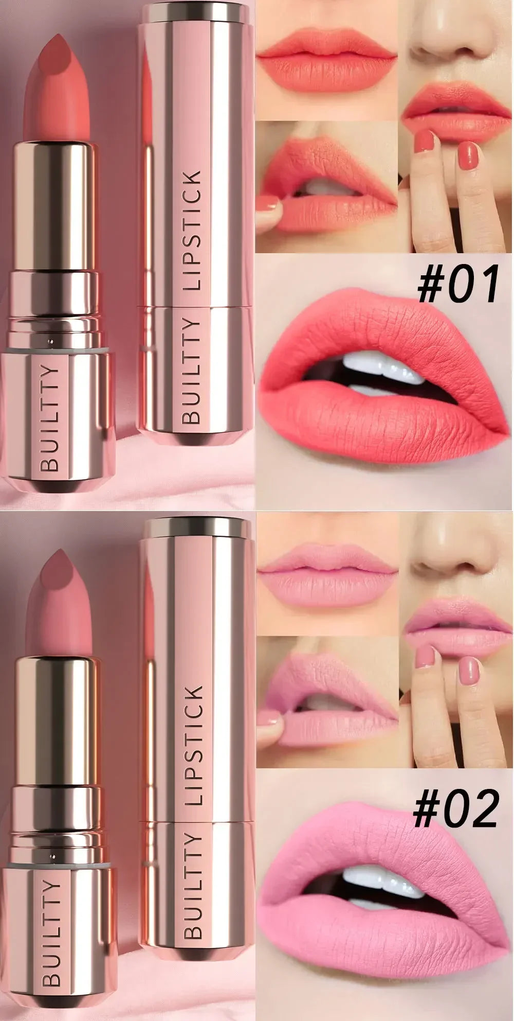 Pearl White Exhibitionist Lipstick Nude Red Pink Matte Lipstick Long Lasting Smudge Proof Waterproof Non-Transfer Formula