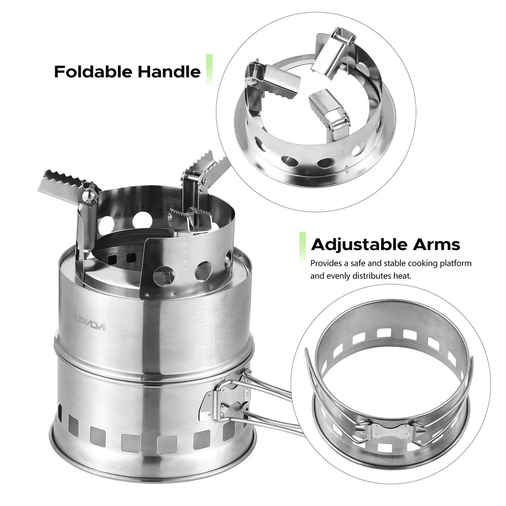 FlexFire: Compact Dual-Fuel Outdoor Cooking Stove THRIXINE