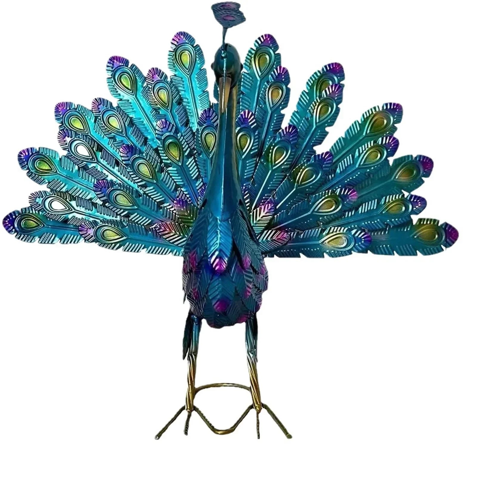 Peacock Statue Sculpture Handmade Crafts Ornament Animal Figurine Standing Posture Collectible Peacock Figurine Garden Craft Lootquake LLC