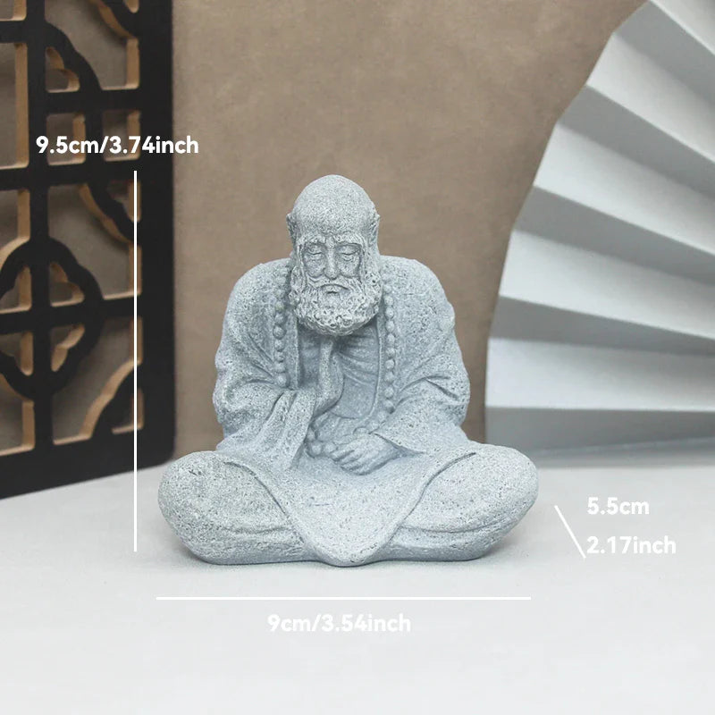 Buddha Stone Statue Little Buddhist Monks Tibetan Buddhism Figurines Zen Garden Ornament Meditation Home Aquarium Decoration Lootquake LLC