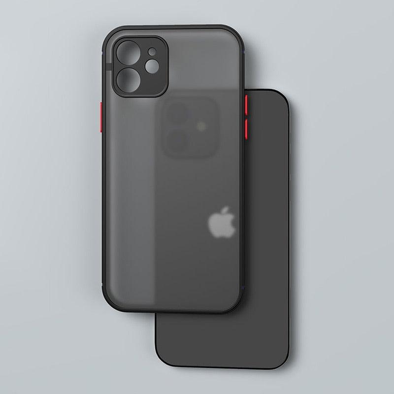 Luxury Shockproof Armor Case For iPhone 11 12 13 14 Pro Max Mini X XR XS Soft Silicone Bumper Clear Hard Cover Shockproof Soft Flat Side Bumper Translucent Hard Back Slim Phone Case Stevvex