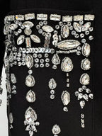 HIGH STREET Newest 2025 Designer Fashion Women's Long Sleeve Notched Collar Rhinestone Diamonds Beading Maxi Long Dress