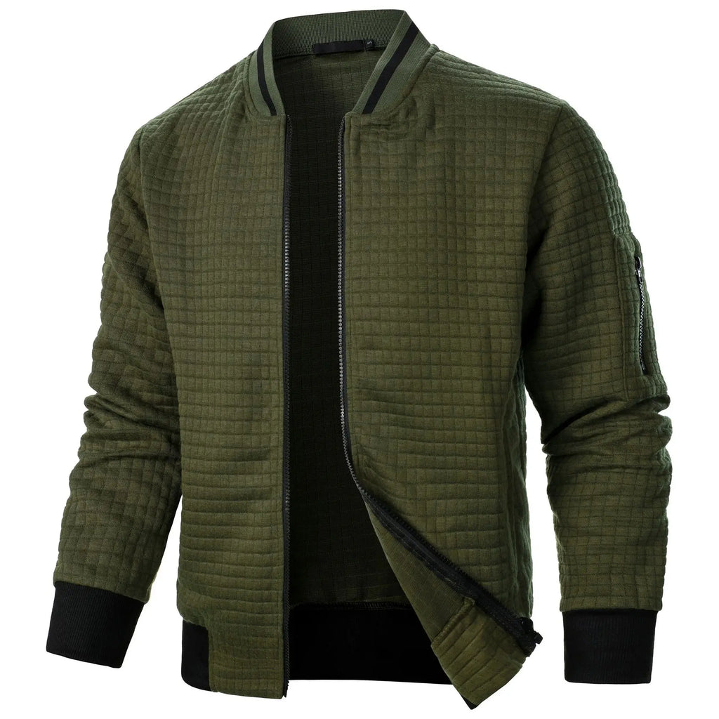 2024 Hot Selling Men's Four Seasons Waffle Full Zipper Top Men's Slim Fit Versatile Sweatshirt Men's Casual Cardigan Sweatshirt