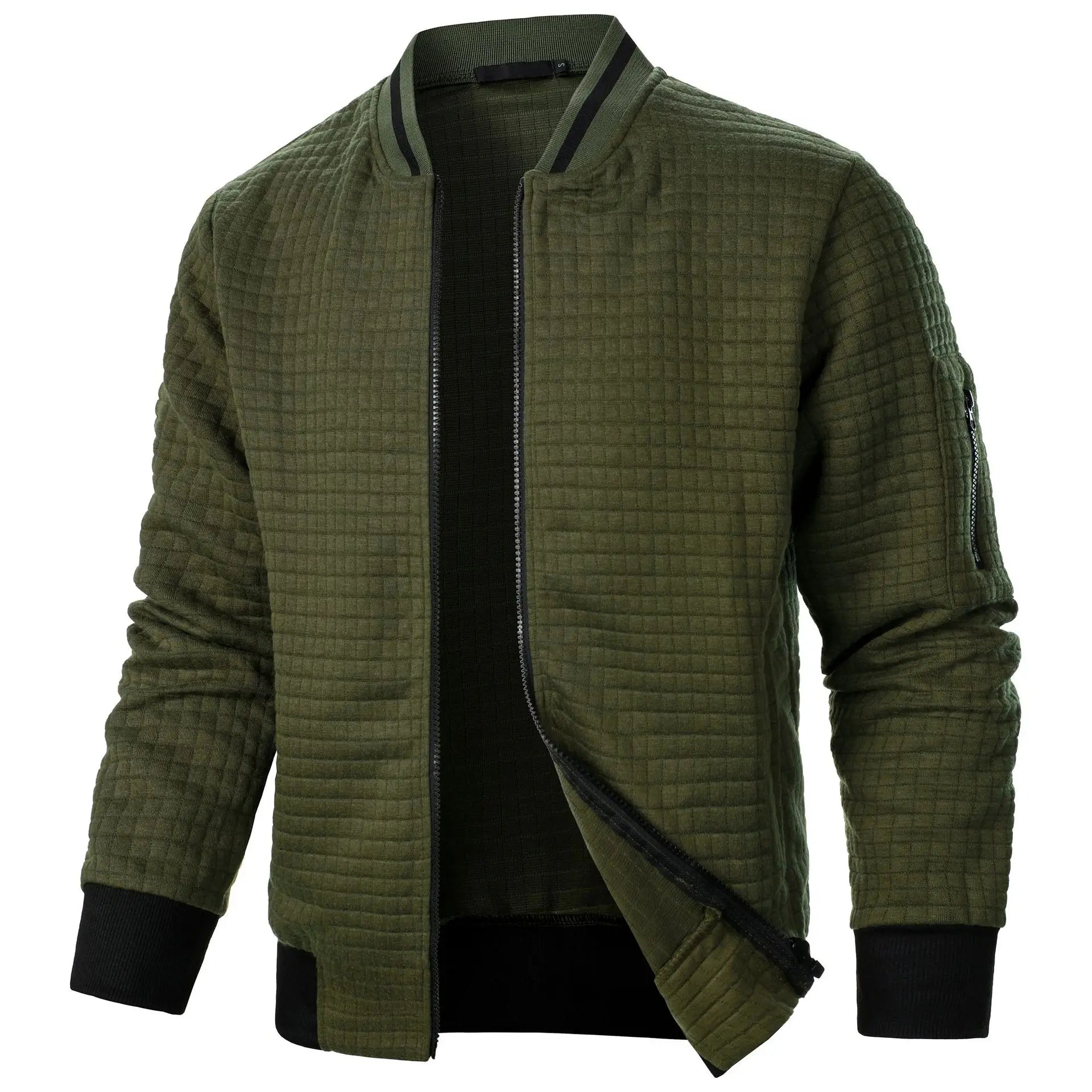 2024 Hot Selling Men's Four Seasons Waffle Full Zipper Top Men's Slim Fit Versatile Sweatshirt Men's Casual Cardigan Sweatshirt