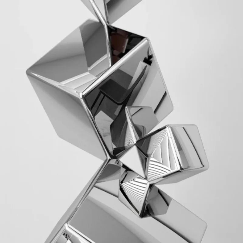 Stainless Steel Geometric Modeling Statues Modern Simple Luxury Living Room Entrance Hall Lobby Creative Sculptures Home Decor Lootquake LLC