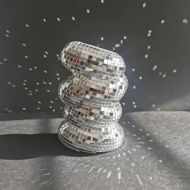 Small Sliver Disco Ball Vase Flower Planter Pot Table Decor Sculpture Table Centerpiece Home Decor Unique Housewarming Gift Pi-Mart