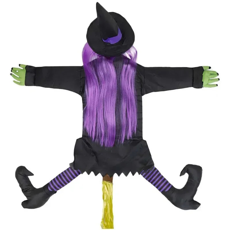 Halloween Crashing Witch Into Tree Outdoor Decoration Classic Flying Witch Pendant Decor for Yard Lawn Patio Porch Decorations Lootquake LLC