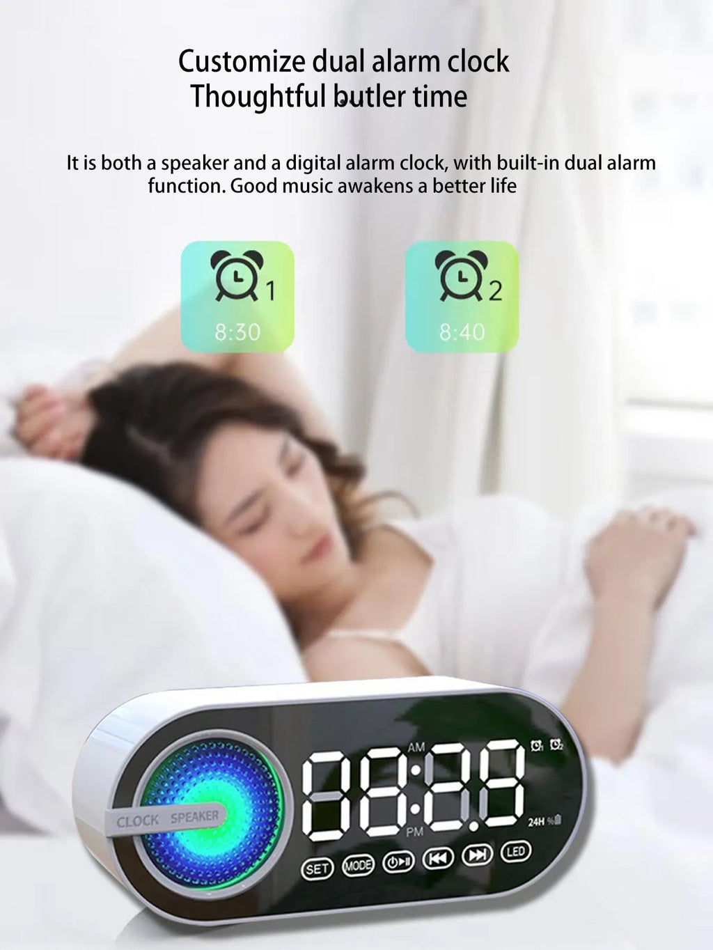 Wireless Bluetooth speaker, mini design with multiple functions as a clock, outdoor version subwoofer is powerful Lootquake LLC