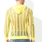 Men Mesh Shirt Transparent Long Sleeve Men Clothing Sexy Solid Party Nightclub Hooded Tops Lootquake LLC