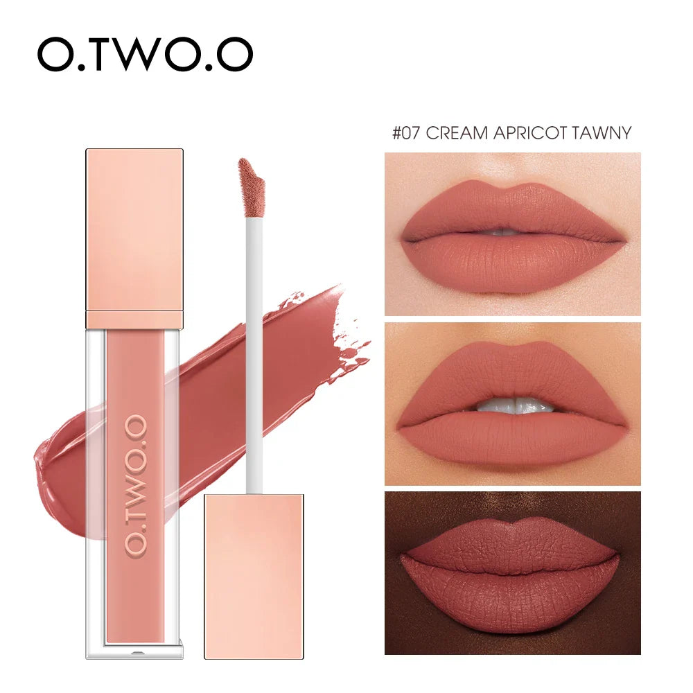 O.TWO.O 12 Color Liquid Lipstick Matte Finish Sexy Silky Lip Gloss Waterproof Kiss-proof Lasting Lip Glaze Lip Tint Cosmetics Lootquake LLC