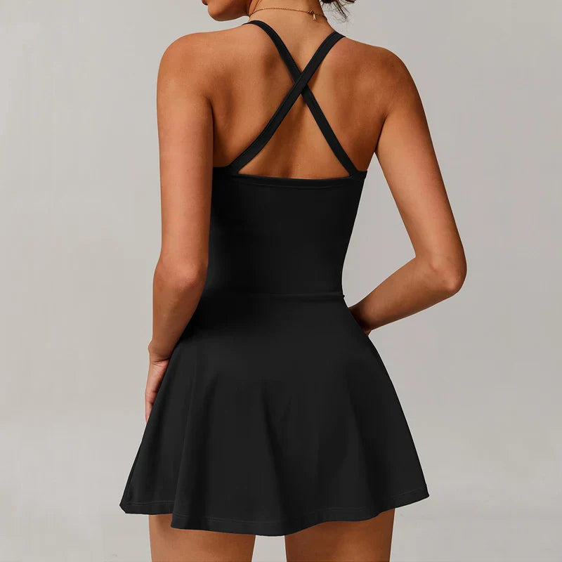 EcoSport Femme: V-Neck Tennis Dress w/ Bra & Shorts THRIXINE