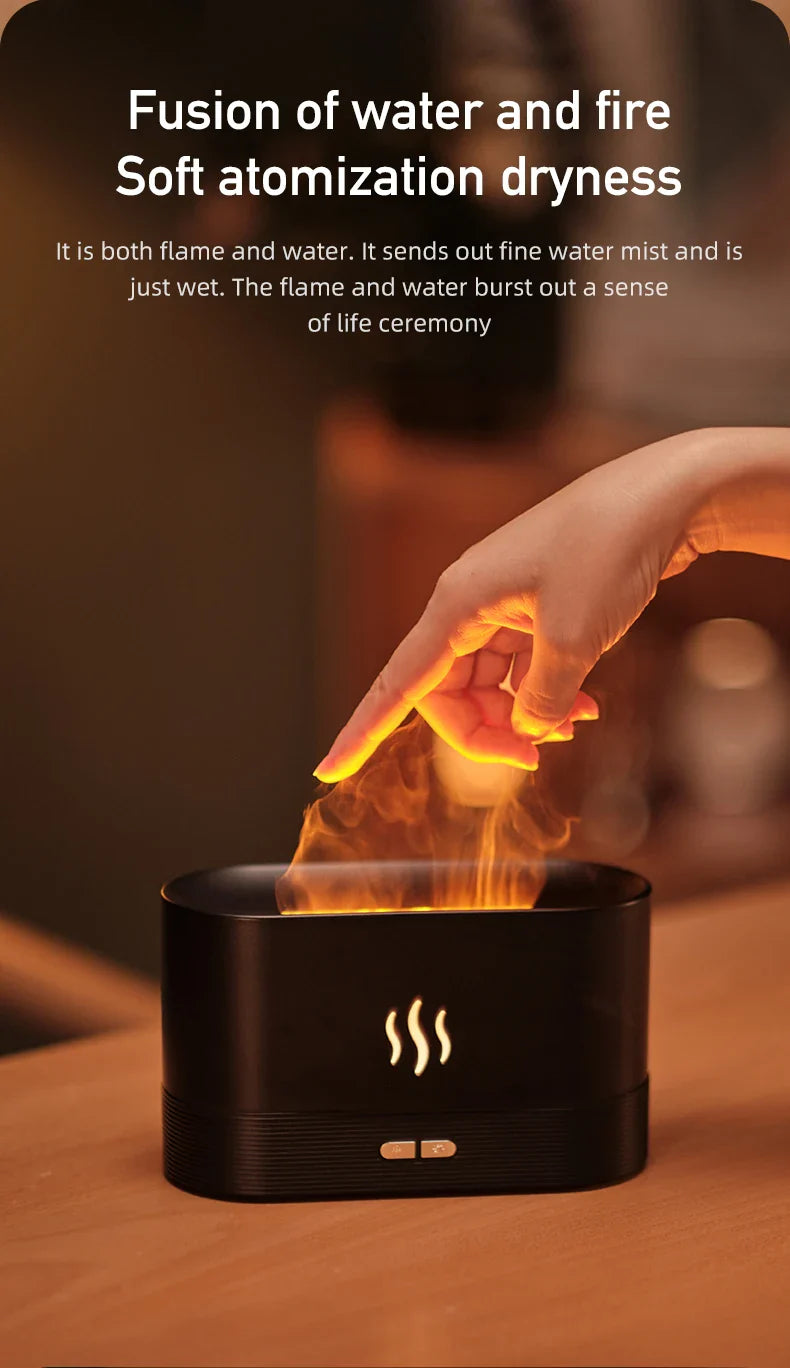 Aroma Diffuser Air Humidifier Ultrasonic Cool Mist Maker With LED Lighting Simulation Colorful Flame Fragrance Machine Lootquake LLC