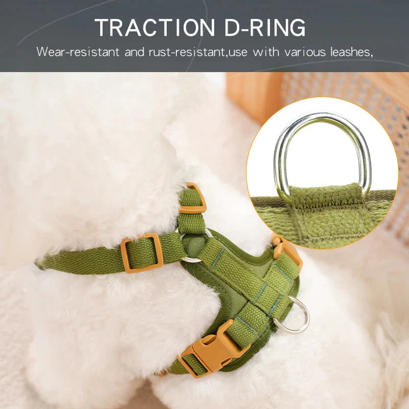 Retro Pet Harness - Adjustable PU Leather & Mesh Fashioned Furbabies