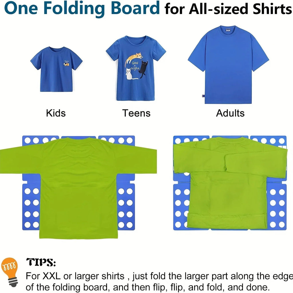 Plastic Clothes Folding Board Easy and Fast Kids Laundry Folder Shirt Folding Board Home Storage Tool for Kid Children Adults Lootquake LLC