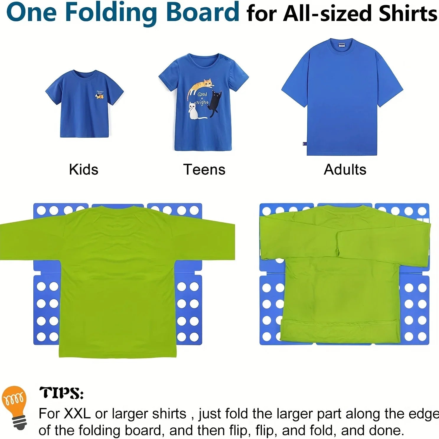 Plastic Clothes Folding Board Easy and Fast Kids Laundry Folder Shirt Folding Board Home Storage Tool for Kid Children Adults Lootquake LLC