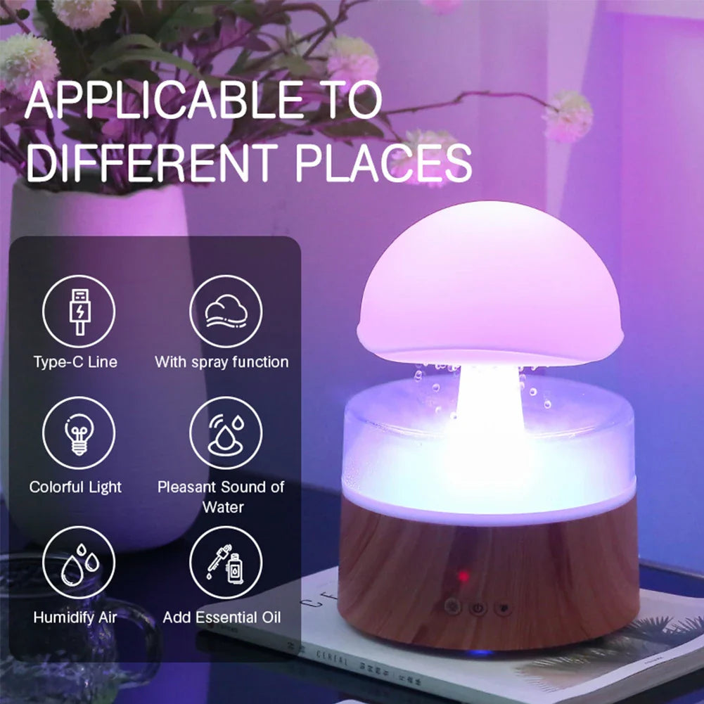 Mi Mushroom Air Humidifier Wireless Fragrance Diffuser Bedroom Essential Oils Diffuser Rain Cloud Night Light Home Appliance Lootquake LLC