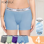 POKARLA 4PCS Women’s Cotton Boxer Underwear Ladies Soft Safety Panties Female Breathable Inseam Briefs Set Boy Shorts Plus Size Lootquake LLC