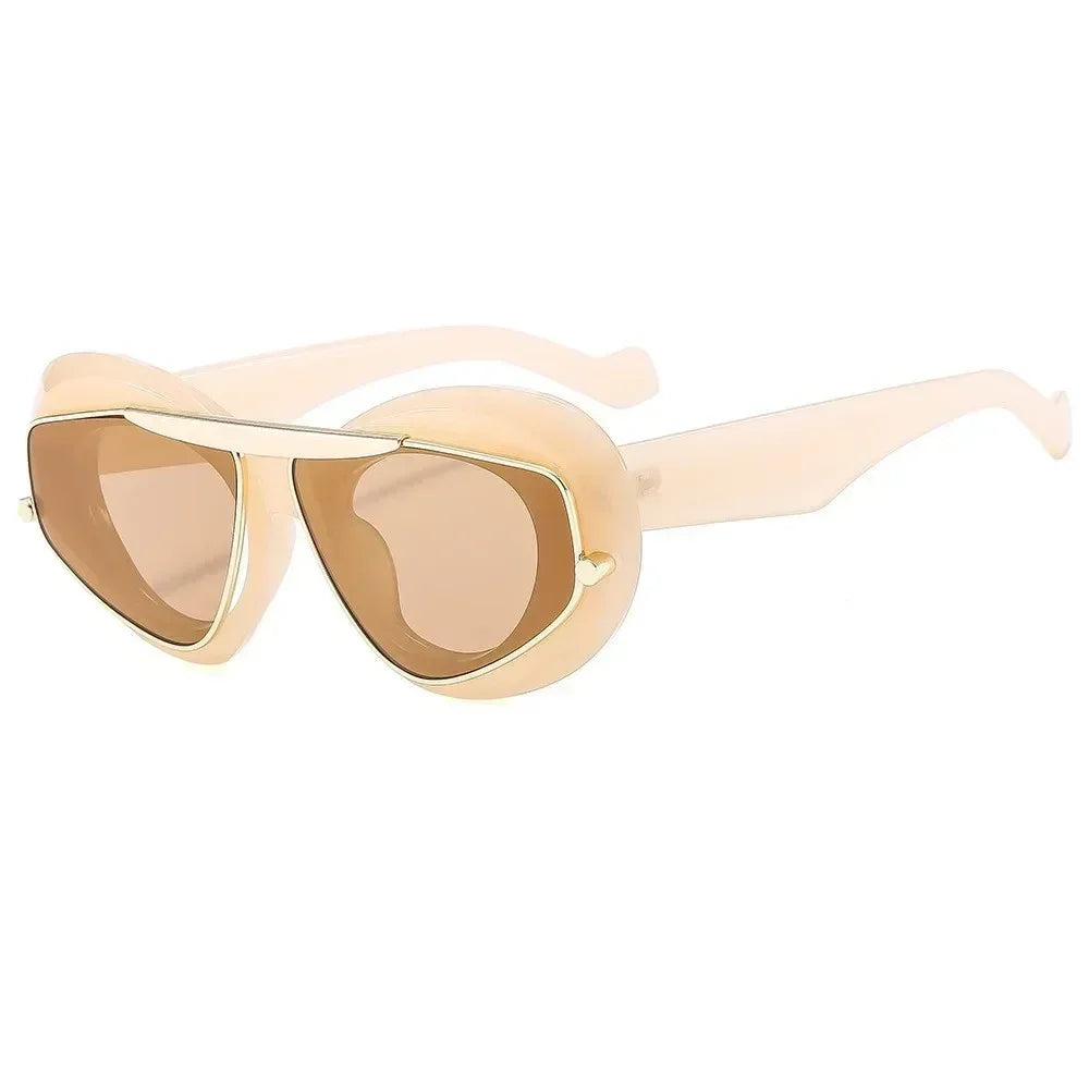 New Y2k Fashion Large Frame Sunglasses Ins Street Shot Cat's Eye Glasses Retro Personality Anti-ultraviolet Sunglasses