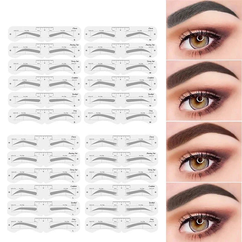 Reusable Eyebrow Stencil Set Soft Ruler Brow Definer Eye Brow Drawing Guide Styling Shaping Grooming Template Card Makeup Tools Lootquake LLC
