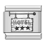 1pc New Designer Exploration Hotel Map Tent Charm Links Fit 9mm Bracelet Stainless Steel Jewelry DIY Making Bangle